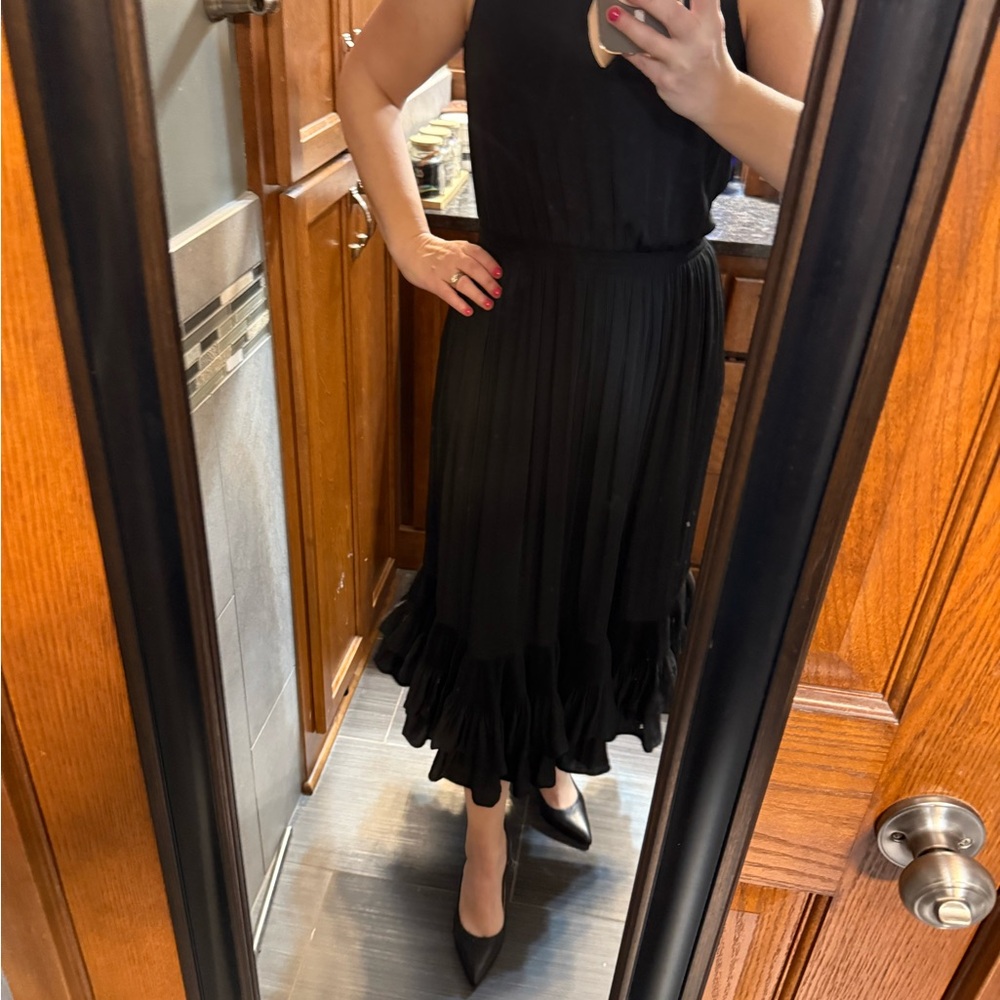 Elegant Black Pleated Dress